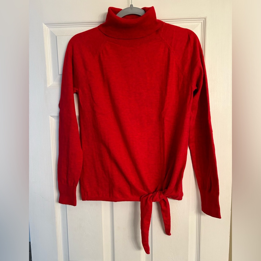 Gap Red Knit Sweater with Tie at Bottom